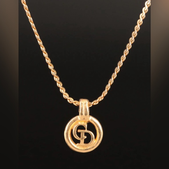 AUTHENTIC Christian Dior CD Gold Plated Necklace Vintage - Picture 3 of 7